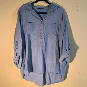 3/4 sleeve tunic length denim shirt. EUC